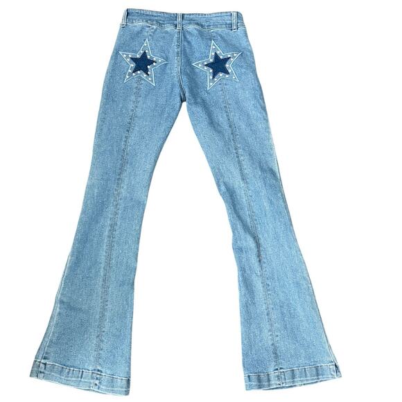 Rare Forever 21 Frankie & the Studs Star Flare Jeans L Coastal Cowgirl Cowboys - Picture 2 of 9